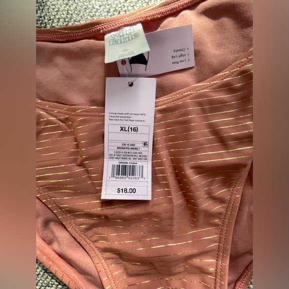 Pink Bikini Bottom with Gold Stripes - Picture 3 of 14